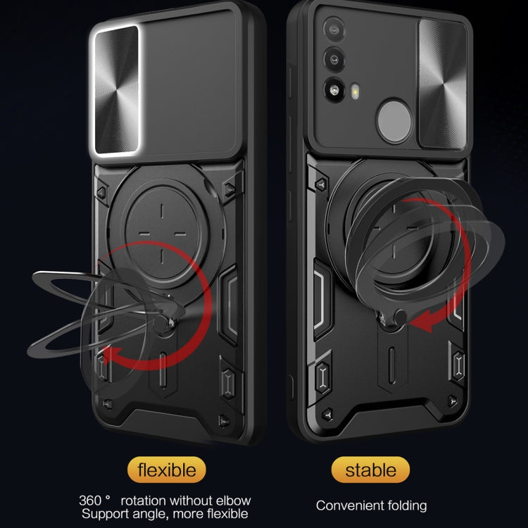 For Motorola Moto E20 / E30 / E40 CD Texture Sliding Camshield Magnetic Holder Phone Case(Silver) - free shipping - PMC TechLife - Order now!