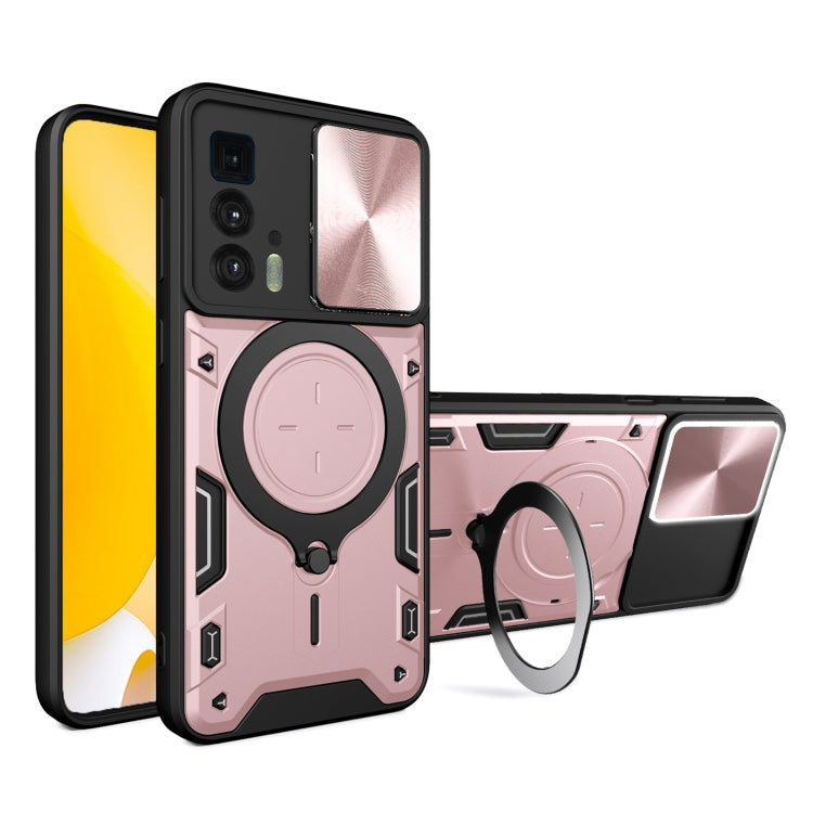 For Motorola Edge 20 Pro CD Texture Sliding Camshield Magnetic Holder Phone Case(Pink) - free shipping - PMC TechLife - Order now!