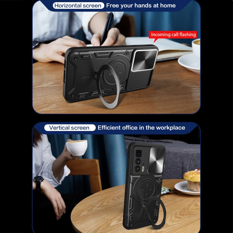 For Motorola Edge 20 Pro CD Texture Sliding Camshield Magnetic Holder Phone Case(Purple) - free shipping - PMC TechLife - Order now!