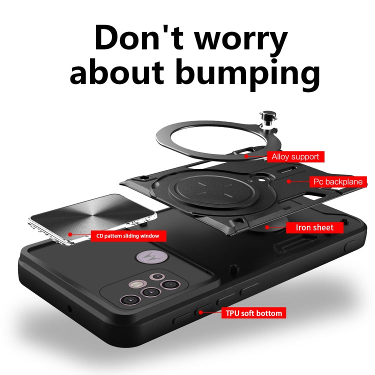 For Motorola Moto G30 / G20 / G10 CD Texture Sliding Camshield Magnetic Holder Phone Case(Black) - free shipping - PMC TechLife - Order now!