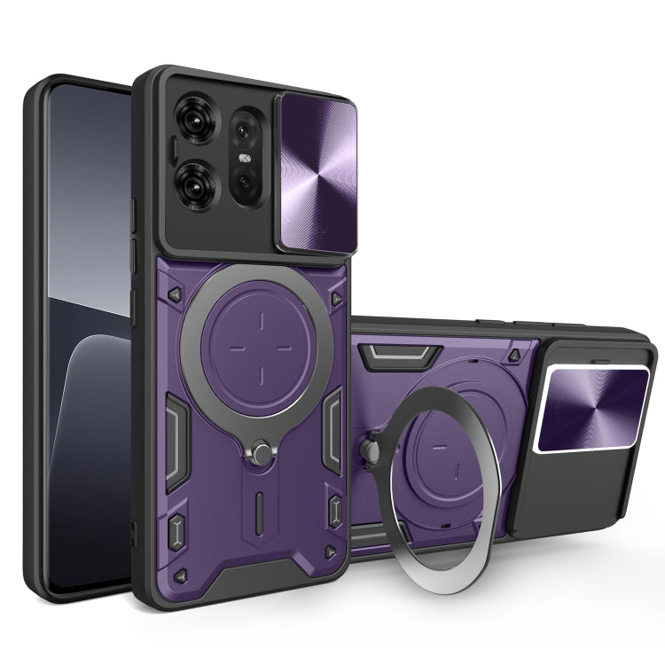 For Motorola Edge 50 Pro Global CD Texture Sliding Camshield Magnetic Holder Phone Case(Purple) - free shipping - PMC TechLife - Order now!