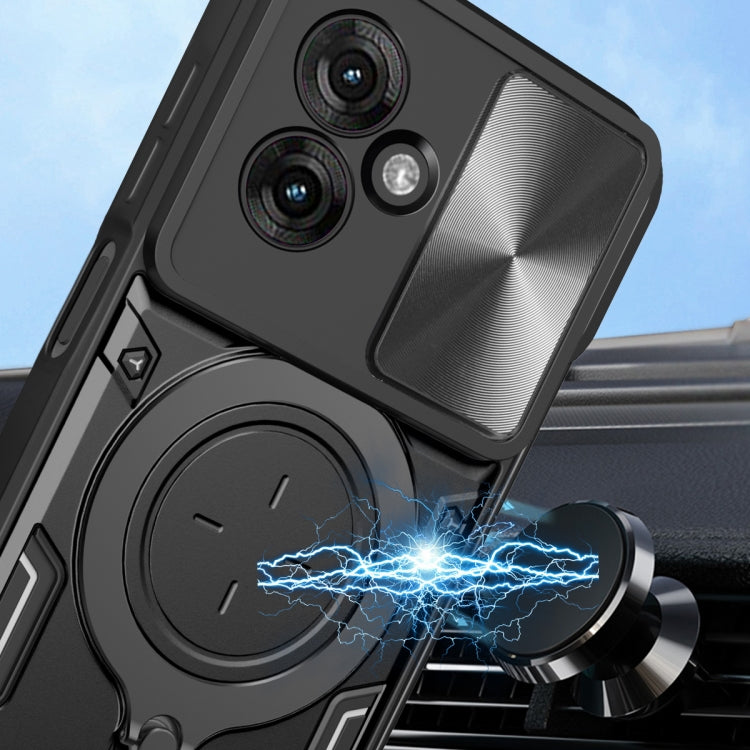 For Motorola Moto G55 CD Texture Sliding Camshield Magnetic Holder Phone Case(Red) - free shipping - PMC TechLife - Order now!