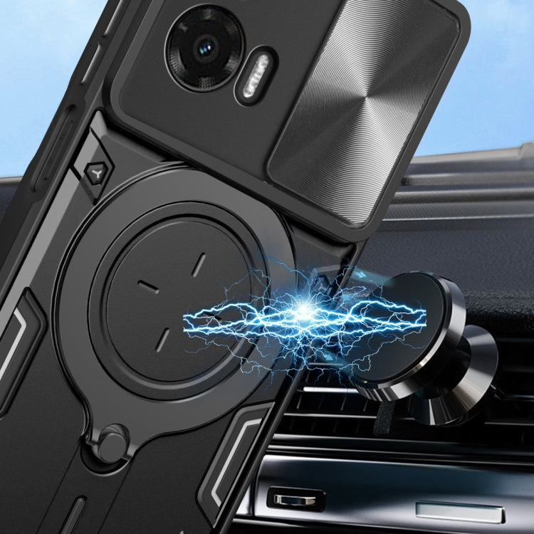 For Motorola Moto G35 CD Texture Sliding Camshield Magnetic Holder Phone Case(Black) - free shipping - PMC TechLife - Order now!