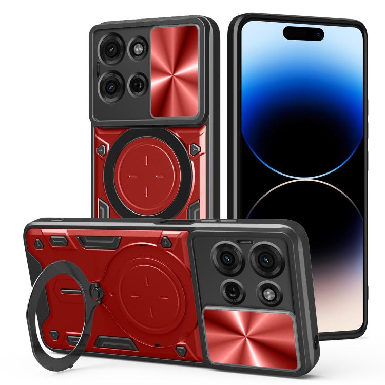 For Motorola Moto G75 5G CD Texture Sliding Camshield Magnetic Holder Phone Case(Red) - free shipping - PMC TechLife - Order now!