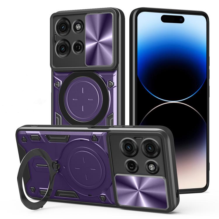 For Motorola Moto G75 5G CD Texture Sliding Camshield Magnetic Holder Phone Case(Purple) - free shipping - PMC TechLife - Order now!