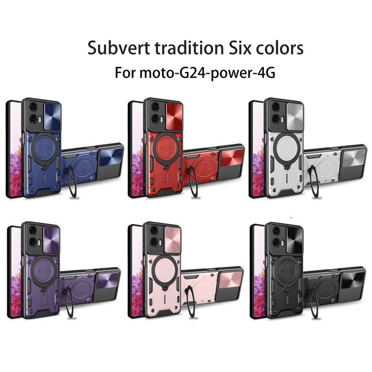 For Motorola Moto G24 Power CD Texture Sliding Camshield Magnetic Holder Phone Case(Purple) - free shipping - PMC TechLife - Order now!