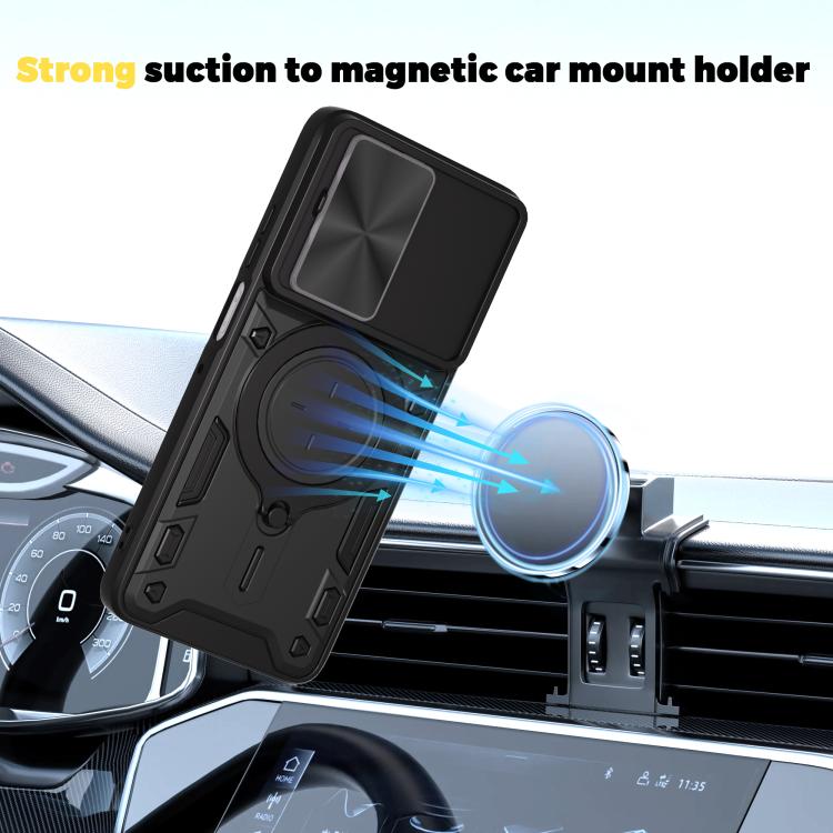 For Motorola Moto G56 5G CD Texture Sliding Camshield Magnetic Holder Phone Case(Pink) - free shipping - PMC TechLife - Order now!