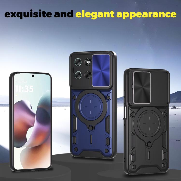 For Motorola Moto G56 5G CD Texture Sliding Camshield Magnetic Holder Phone Case(Silver) - free shipping - PMC TechLife - Order now!