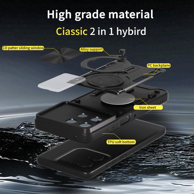 For Motorola Moto G56 5G CD Texture Sliding Camshield Magnetic Holder Phone Case(Silver) - free shipping - PMC TechLife - Order now!