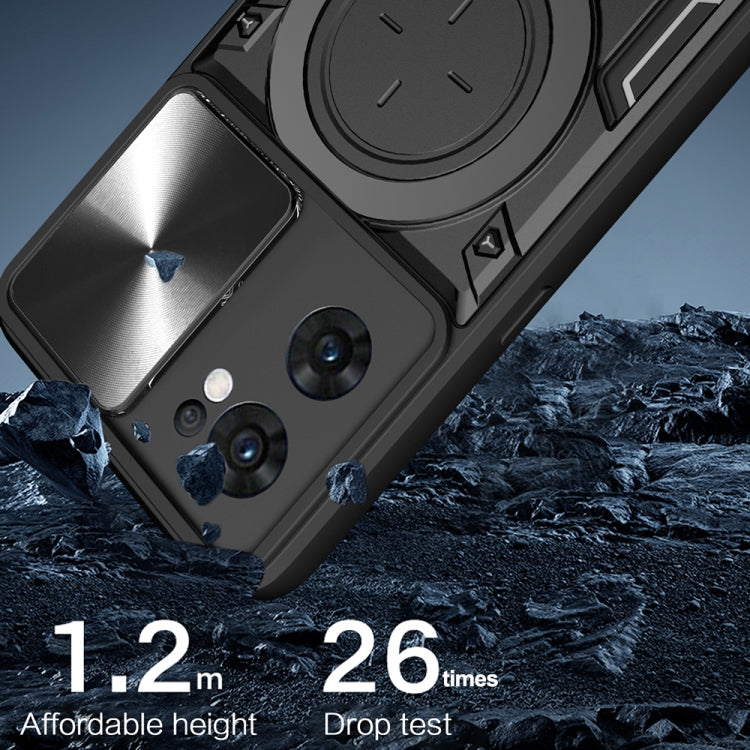 For OPPO Reno7 5G CD Texture Sliding Camshield Magnetic Holder Phone Case(Pink) - OPPO Cases by PMC TechLife | Online Shopping South Africa | PMC TechLife | Buy Now Pay Later Mobicred