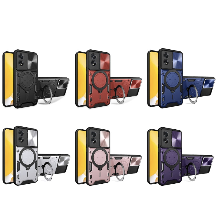 For OPPO A38 4G Global CD Texture Sliding Camshield Magnetic Holder Phone Case(Pink) - free shipping - PMC TechLife - Order now!