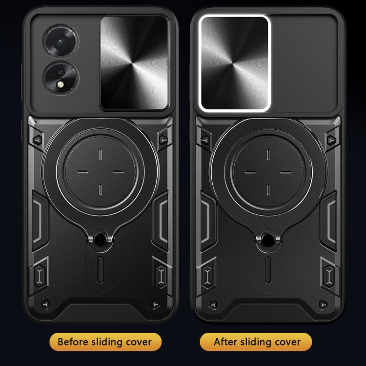 For OPPO A38 4G Global CD Texture Sliding Camshield Magnetic Holder Phone Case(Blue) - A38 Cases by PMC TechLife | Online Shopping South Africa | PMC TechLife | Buy Now Pay Later Mobicred