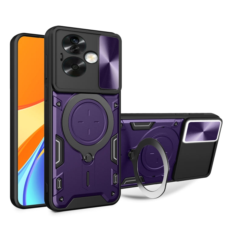 For OPPO A79 5G Global CD Texture Sliding Camshield Magnetic Holder Phone Case(Purple) - free shipping - PMC TechLife - Order now!