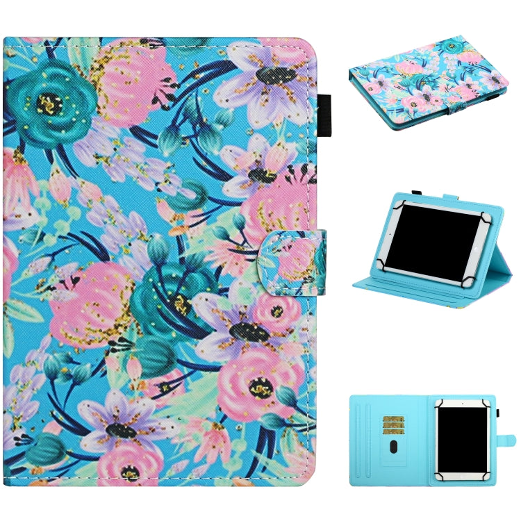For 10 inch Universal Tablet PC Flower Pattern Horizontal Flip Leather Case with Card Slots & Holder(Pink Flower) - 10 - 11 inch by PMC TechLife | Online Shopping South Africa | PMC TechLife | Buy Now Pay Later Mobicred