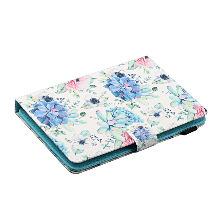 For 10 inch Universal Tablet PC Flower Pattern Horizontal Flip Leather Case with Card Slots & Holder(Blue Flower On White) - 10 - 11 inch by PMC TechLife | Online Shopping South Africa | PMC TechLife | Buy Now Pay Later Mobicred