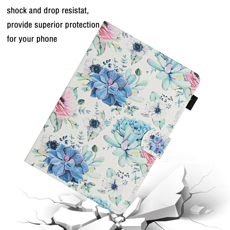 For 10 inch Universal Tablet PC Flower Pattern Horizontal Flip Leather Case with Card Slots & Holder(Blue Flower On White) - 10 - 11 inch by PMC TechLife | Online Shopping South Africa | PMC TechLife | Buy Now Pay Later Mobicred