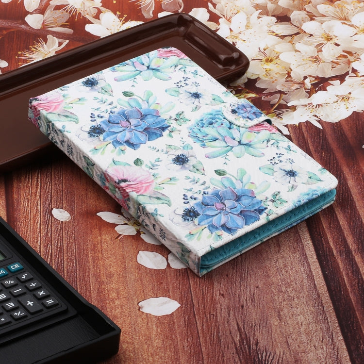 For 10 inch Universal Tablet PC Flower Pattern Horizontal Flip Leather Case with Card Slots & Holder(Blue Flower On White) - 10 - 11 inch by PMC TechLife | Online Shopping South Africa | PMC TechLife | Buy Now Pay Later Mobicred