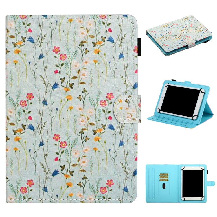 For 10 inch Universal Tablet PC Flower Pattern Horizontal Flip Leather Case with Card Slots & Holder(Small Floral) - 10 - 11 inch by PMC TechLife | Online Shopping South Africa | PMC TechLife | Buy Now Pay Later Mobicred