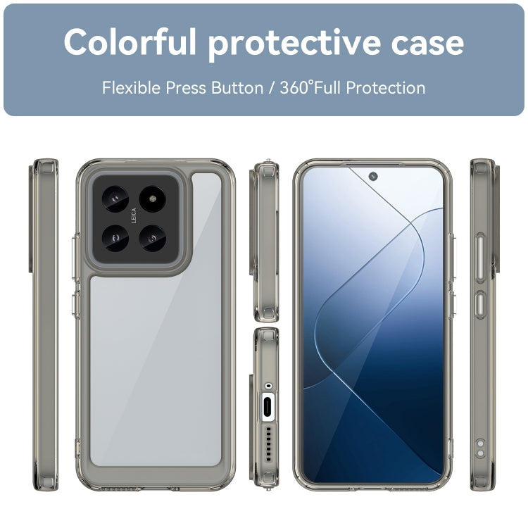For Xiaomi 14 Pro Colorful Series Acrylic Hybrid TPU Phone Case(Transparent Grey) - 14 Pro Cases by PMC TechLife | Online Shopping South Africa | PMC TechLife | Buy Now Pay Later Mobicred