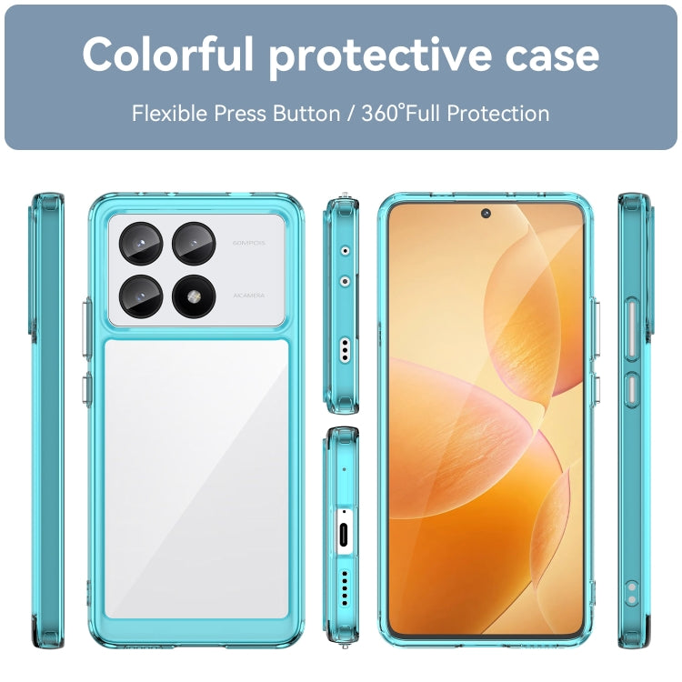 For Xiaomi Redmi K70E Colorful Series Acrylic Hybrid TPU Phone Case(Transparent Blue) - K70E Cases by PMC TechLife | Online Shopping South Africa | PMC TechLife | Buy Now Pay Later Mobicred