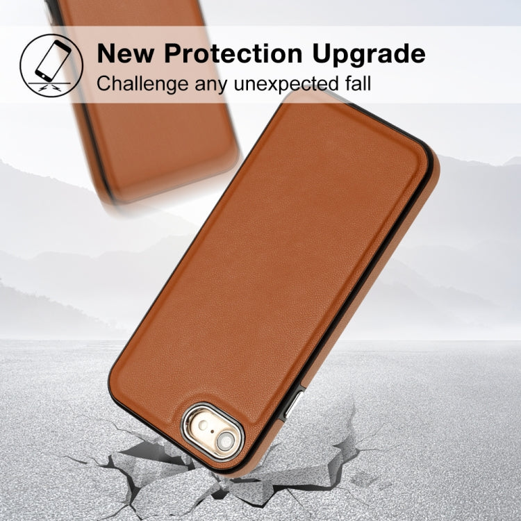 For iPhone SE 2022 / 6 / 7 / 8 / SE 2020 Leather Texture Full Coverage Phone Case(Brown) - iPhone SE 2022 / 2020 / 8 / 7 Cases by PMC TechLife | Online Shopping South Africa | PMC TechLife