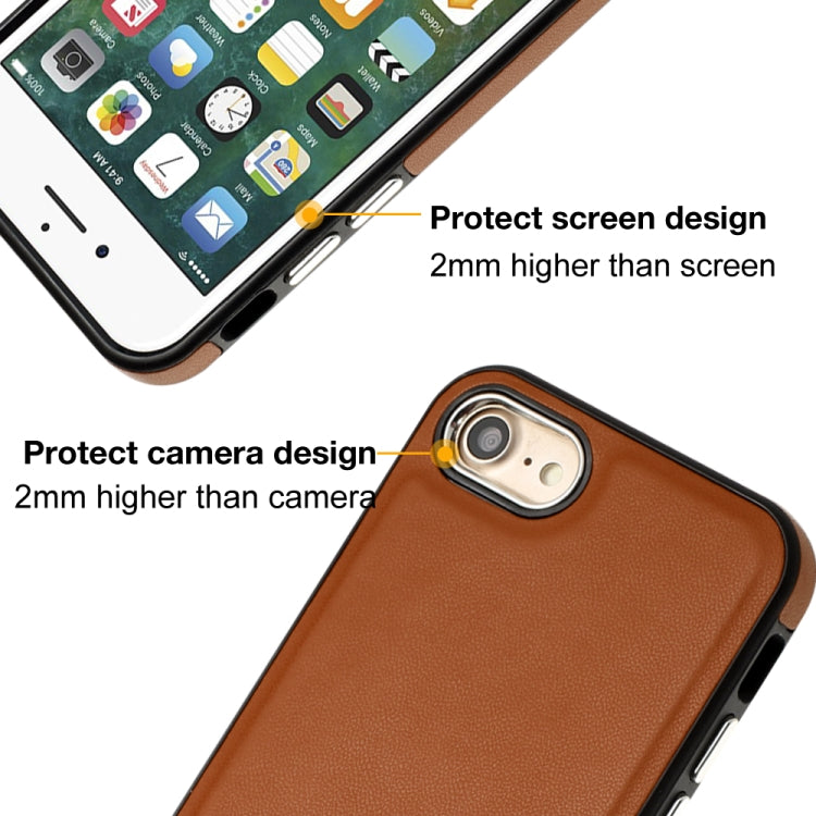 For iPhone SE 2022 / 6 / 7 / 8 / SE 2020 Leather Texture Full Coverage Phone Case(Brown) - iPhone SE 2022 / 2020 / 8 / 7 Cases by PMC TechLife | Online Shopping South Africa | PMC TechLife