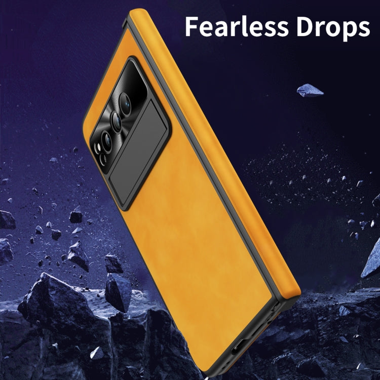 For Google Pixel Fold Napa Texture All-inclusive Phone Case(Yellow) - Google Cases by PMC TechLife | Online Shopping South Africa | PMC TechLife | Buy Now Pay Later Mobicred