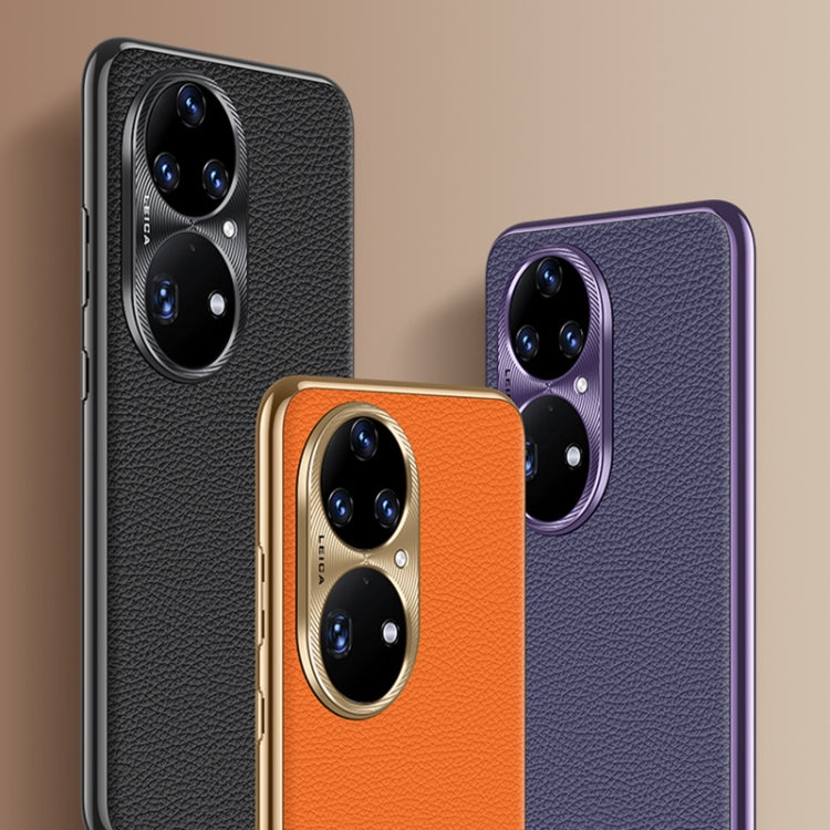 For Huawei nova 11 Litchi Texture Genuine Leather Phone Case(Orange) - Huawei Cases by PMC TechLife | Online Shopping South Africa | PMC TechLife | Buy Now Pay Later Mobicred