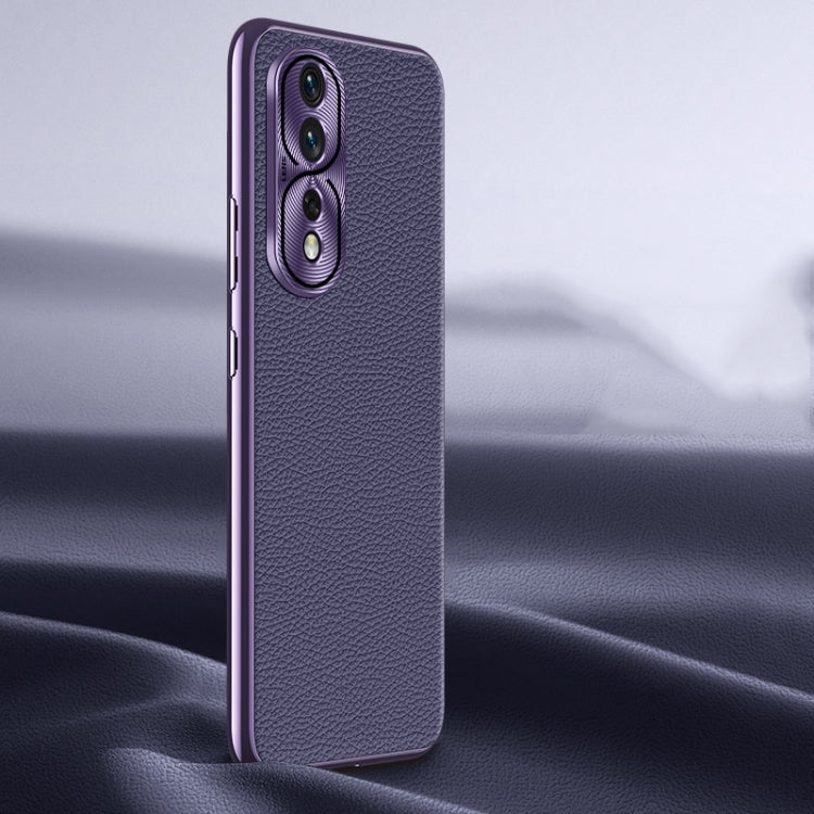 For Honor 80 Pro Flat Litchi Texture Genuine Leather Phone Case(Purple) - Honor Cases by PMC TechLife | Online Shopping South Africa | PMC TechLife | Buy Now Pay Later Mobicred
