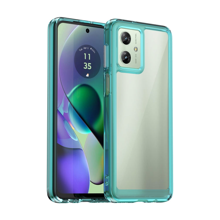 For Motorola Moto G54 Global Colorful Series Acrylic Hybrid TPU Phone Case(Transparent Blue) - Motorola Cases by PMC TechLife | Online Shopping South Africa | PMC TechLife | Buy Now Pay Later Mobicred