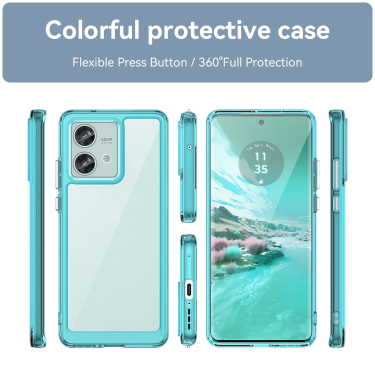 For Motorola Edge 40 Neo Colorful Series Acrylic Hybrid TPU Phone Case(Transparent Blue) - Motorola Cases by PMC TechLife | Online Shopping South Africa | PMC TechLife | Buy Now Pay Later Mobicred