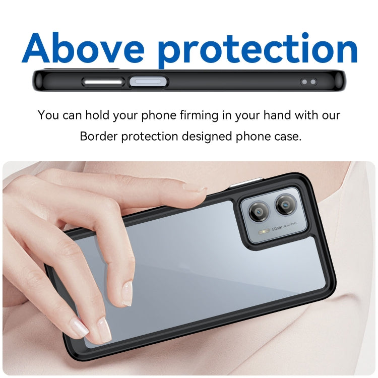 For Motorola Moto G53 5G Colorful Series Acrylic Hybrid TPU Phone Case(Black) - Motorola Cases by PMC TechLife | Online Shopping South Africa | PMC TechLife | Buy Now Pay Later Mobicred