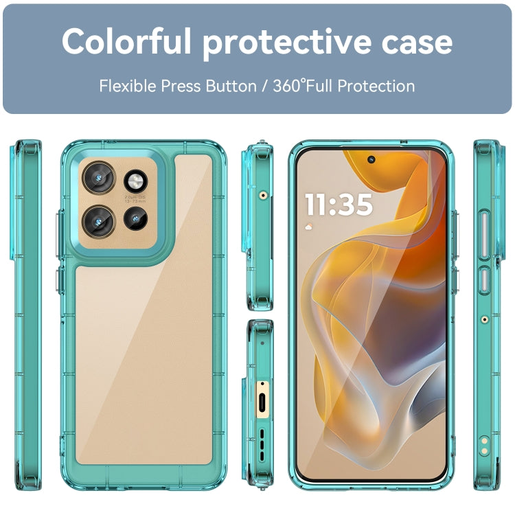 For Motorola Moto S50 Colorful Series Acrylic Hybrid TPU Phone Case(Transparent Blue) - free shipping - PMC TechLife - Order now!