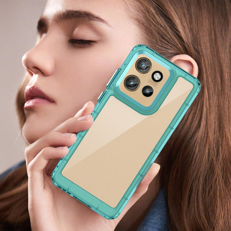 For Motorola Moto S50 Colorful Series Acrylic Hybrid TPU Phone Case(Transparent Blue) - free shipping - PMC TechLife - Order now!
