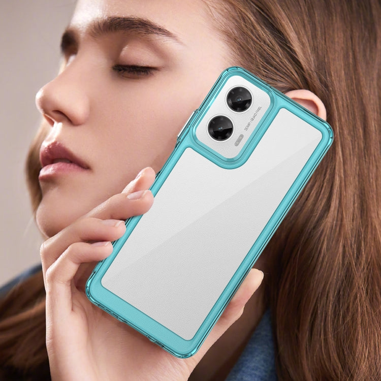 For Motorola Moto G35 5G Colorful Series Acrylic Hybrid TPU Phone Case(Transparent Blue) - free shipping - PMC TechLife - Order now!