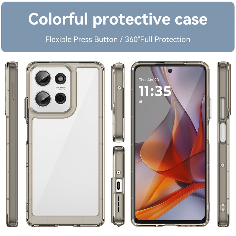 For Motorola Moto G75 5G Colorful Series Acrylic Hybrid TPU Phone Case(Transparent Grey) - free shipping - PMC TechLife - Order now!