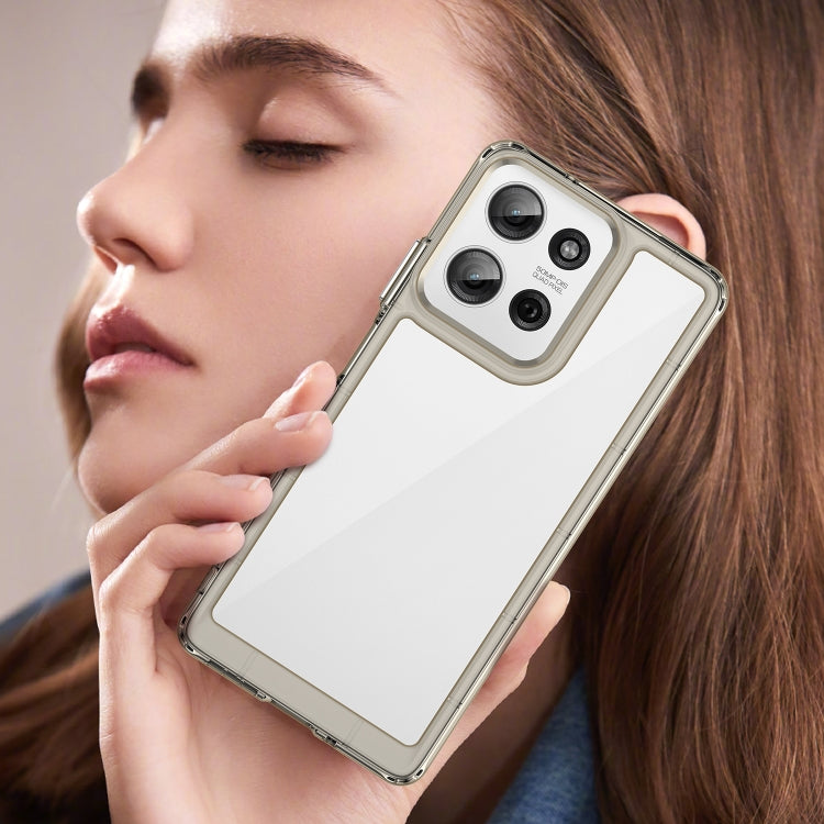 For Motorola Moto G75 5G Colorful Series Acrylic Hybrid TPU Phone Case(Transparent Grey) - free shipping - PMC TechLife - Order now!