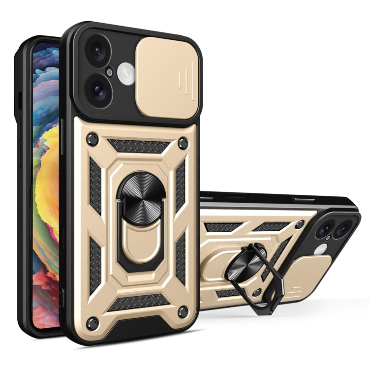 For iPhone 16 Sliding Camera Cover Design TPU+PC Phone Case(Gold) - iPhone 16 Cases by PMC TechLife | Online Shopping South Africa | PMC TechLife | Buy Now Pay Later Mobicred