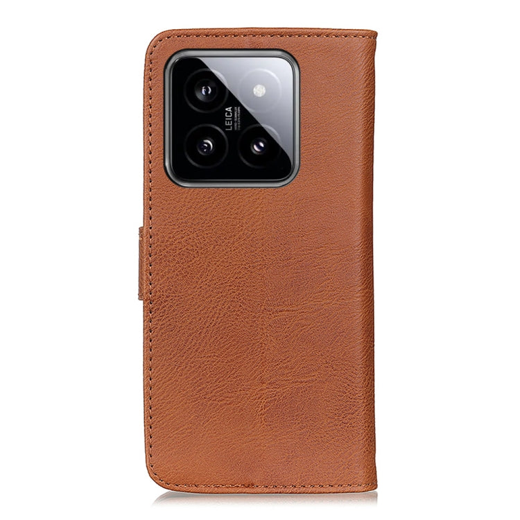 For Xiaomi 14 KHAZNEH Cowhide Texture Flip Leather Phone Case(Brown) - free shipping - PMC TechLife - Order now!