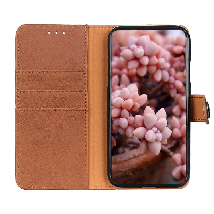 For Xiaomi Redmi Note 13 4G KHAZNEH Cowhide Texture Flip Leather Phone Case(Brown) - Note 13 Cases by PMC TechLife | Online Shopping South Africa | PMC TechLife | Buy Now Pay Later Mobicred