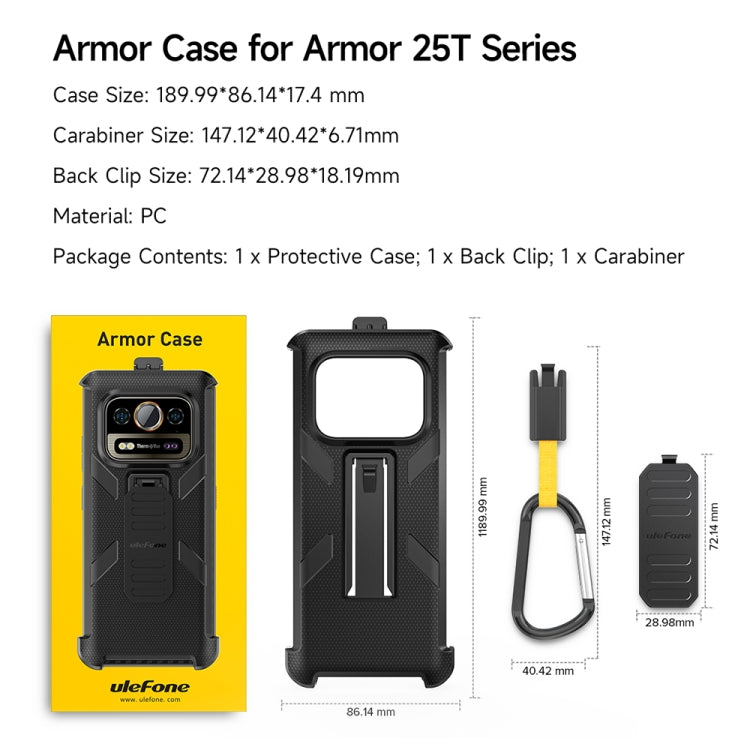 For Ulefone Armor 25T /  25T Pro Ulefone Back Clip Phone Case with Carabiner(Black) - free shipping - PMC Jewellery - Order now!