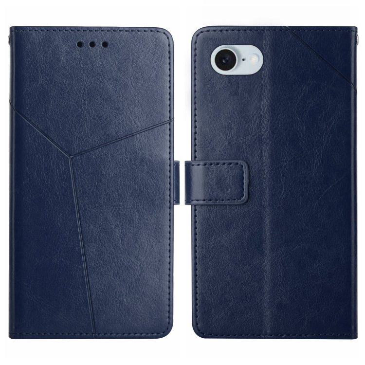 For iPhone SE 2024 HT01 Y-shaped Pattern Flip Leather Phone Case(Blue) - More iPhone Cases by PMC TechLife | Online Shopping South Africa | PMC TechLife | Buy Now Pay Later Mobicred
