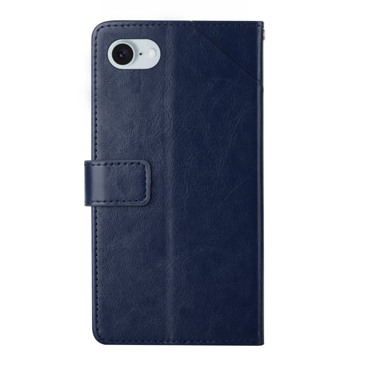 For iPhone SE 2024 HT01 Y-shaped Pattern Flip Leather Phone Case(Blue) - More iPhone Cases by PMC TechLife | Online Shopping South Africa | PMC TechLife | Buy Now Pay Later Mobicred