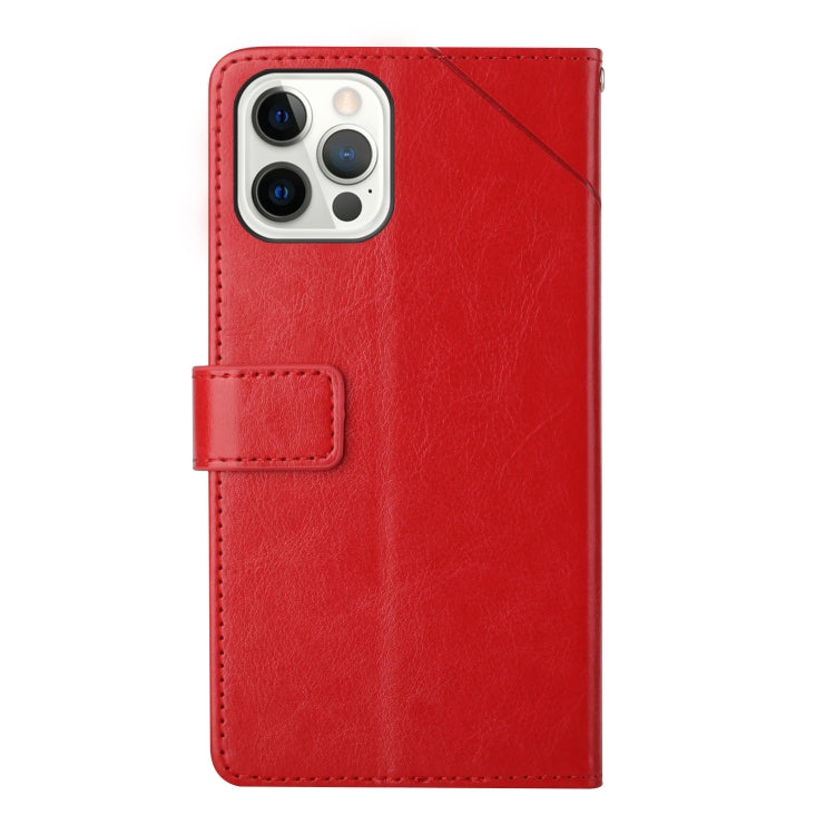 For iPhone 16 Pro HT01 Y-shaped Pattern Flip Leather Phone Case(Red) - iPhone 16 Pro Cases by PMC TechLife | Online Shopping South Africa | PMC TechLife | Buy Now Pay Later Mobicred