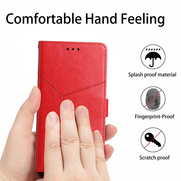 For iPhone 16 Pro HT01 Y-shaped Pattern Flip Leather Phone Case(Red) - iPhone 16 Pro Cases by PMC TechLife | Online Shopping South Africa | PMC TechLife | Buy Now Pay Later Mobicred