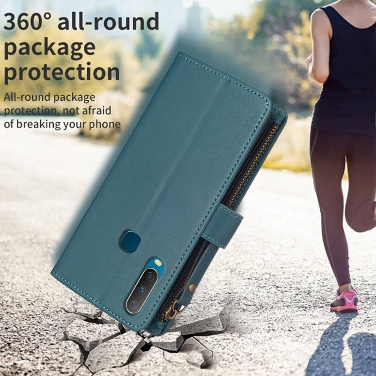 For vivo Y11 / Y15 / Y12 / Y17 9 Card Slots Zipper Wallet Leather Flip Phone Case(Green) - vivo Cases by PMC TechLife | Online Shopping South Africa | PMC TechLife | Buy Now Pay Later Mobicred