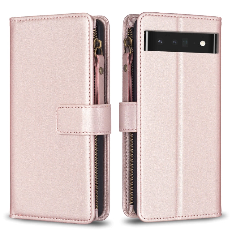 For Google Pixel 7 Pro 9 Card Slots Zipper Wallet Leather Flip Phone Case(Rose Gold) - Google Cases by PMC TechLife | Online Shopping South Africa | PMC TechLife | Buy Now Pay Later Mobicred