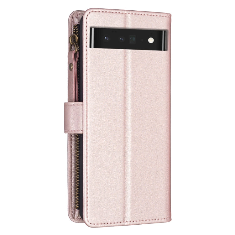 For Google Pixel 7 Pro 9 Card Slots Zipper Wallet Leather Flip Phone Case(Rose Gold) - Google Cases by PMC TechLife | Online Shopping South Africa | PMC TechLife | Buy Now Pay Later Mobicred