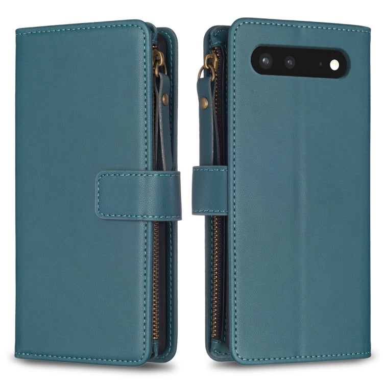 For Google Pixel 7 9 Card Slots Zipper Wallet Leather Flip Phone Case(Green) - Google Cases by PMC TechLife | Online Shopping South Africa | PMC TechLife | Buy Now Pay Later Mobicred