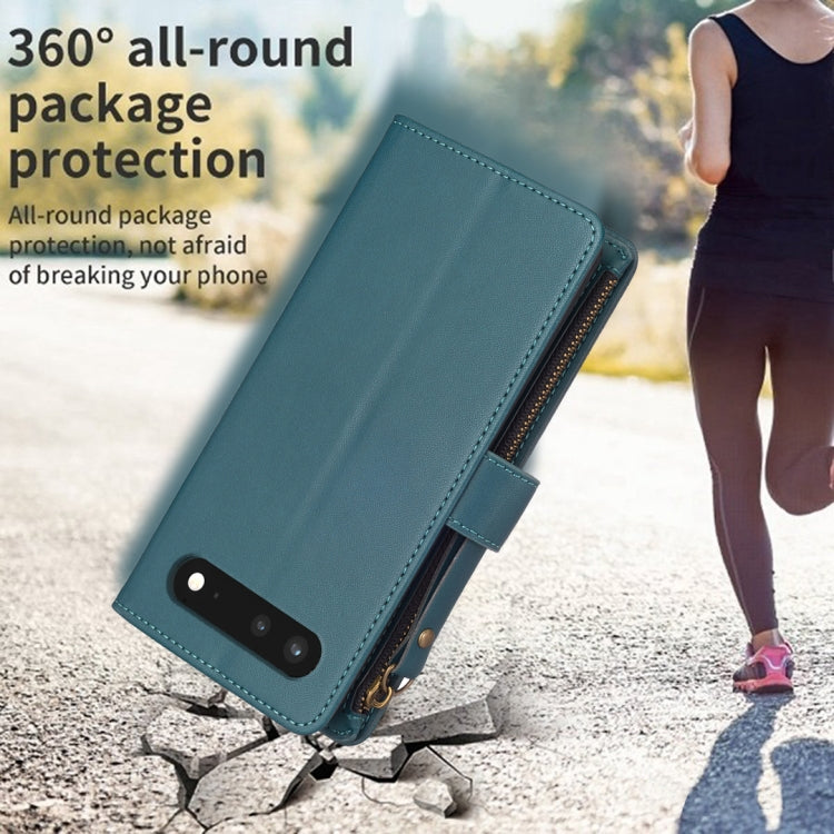 For Google Pixel 7 9 Card Slots Zipper Wallet Leather Flip Phone Case(Green) - Google Cases by PMC TechLife | Online Shopping South Africa | PMC TechLife | Buy Now Pay Later Mobicred